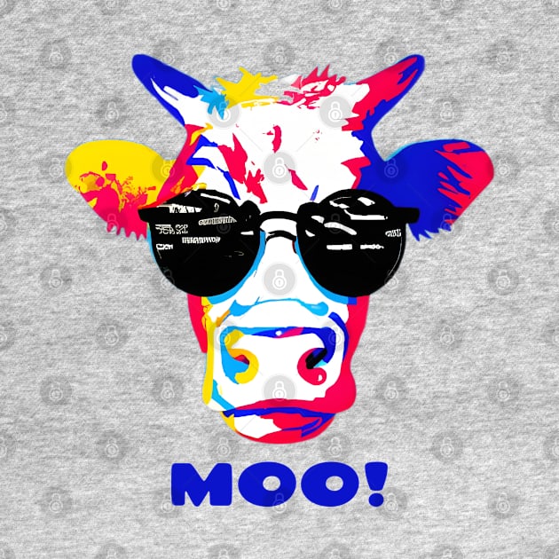 Moo! Pop Art Cool Cow Wearing Sunglasses by Chance Two Designs